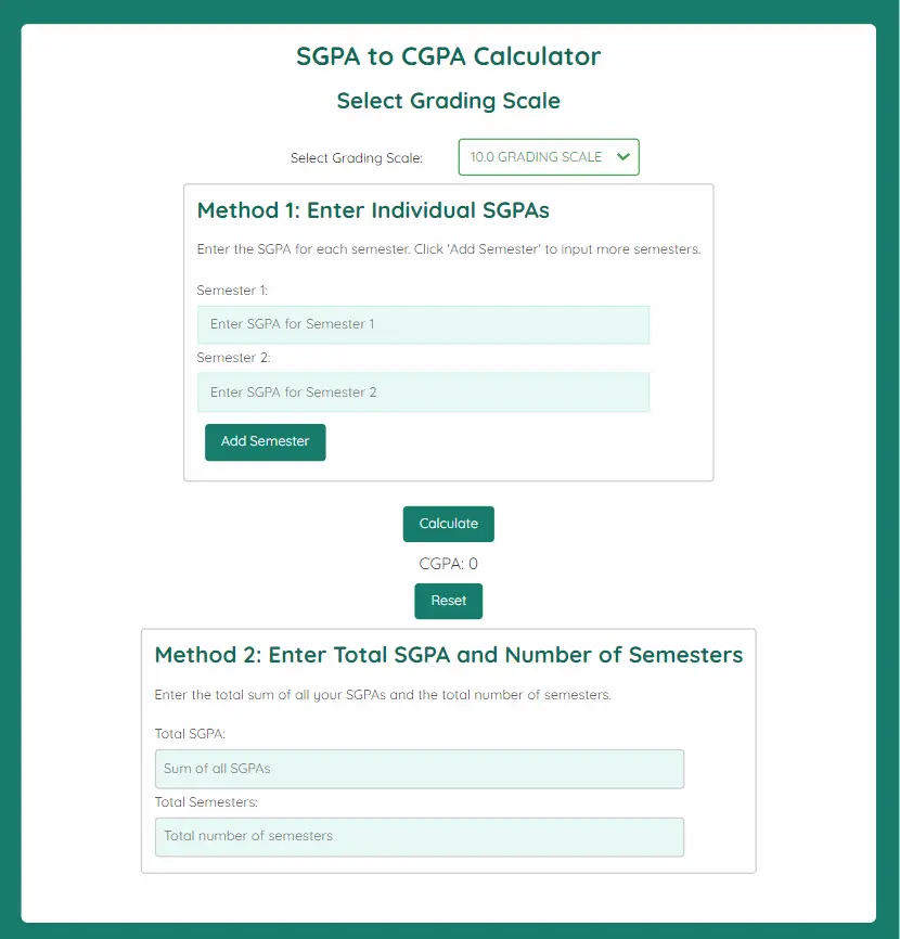 Sgpa To Cgpa Best Grades Calculator 